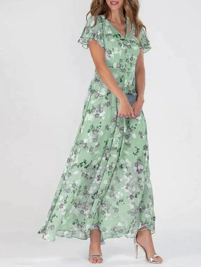 Amara | Flowing Floral Chiffon Maxi Dress