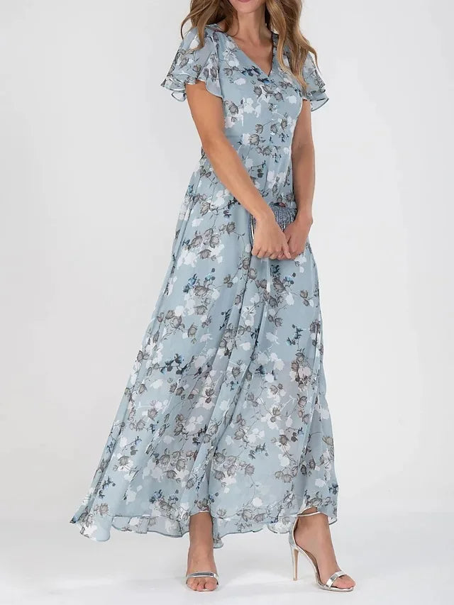 Amara | Flowing Floral Chiffon Maxi Dress