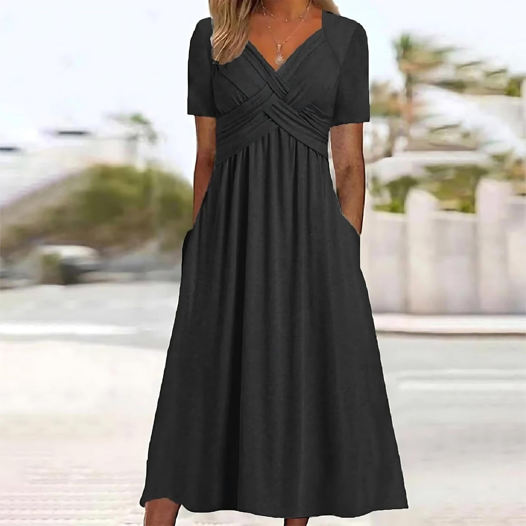 Isabelle | Elegant V-Neck Pocket Dress