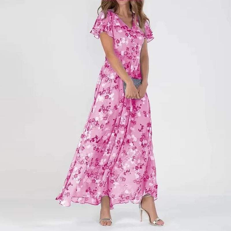 Amara | Flowing Floral Chiffon Maxi Dress